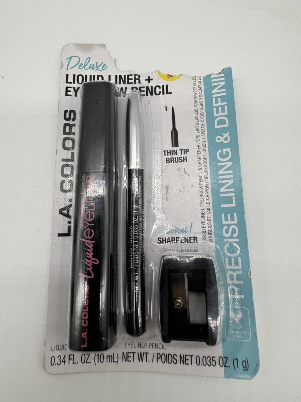LA Colors Liquid Liner & Eye Brow Pencil Sharpener CBC136 Black Travel New